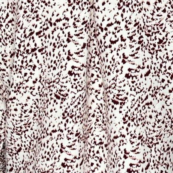 Express Shirt Womens Medium Brown White Abstract Animal Print Portofino Office - Picture 6 of 8